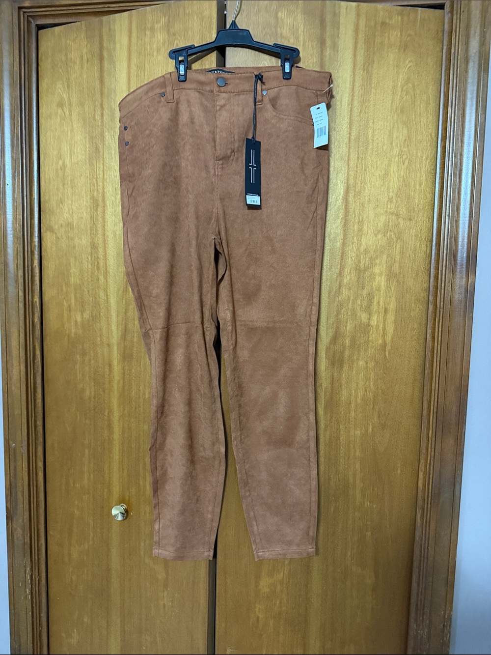 Liverpool Tan Suede-Look Ankle Pants